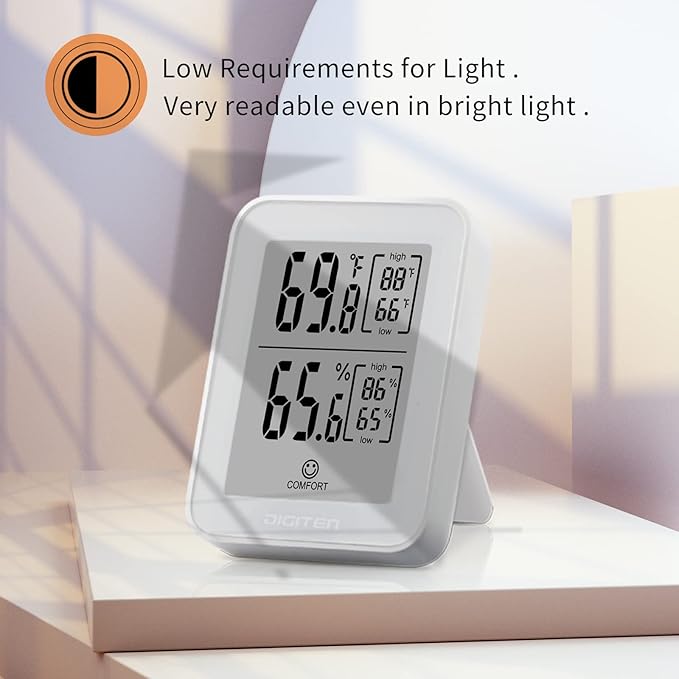 DIGITEN Digital Hygrometer Indoor Thermometer Humidity Meter Rare 360° HD E-Ink Screen Room Thermometer with Temperature and Humidity Monitor Mini Hygrometer Thermometer - Image 4