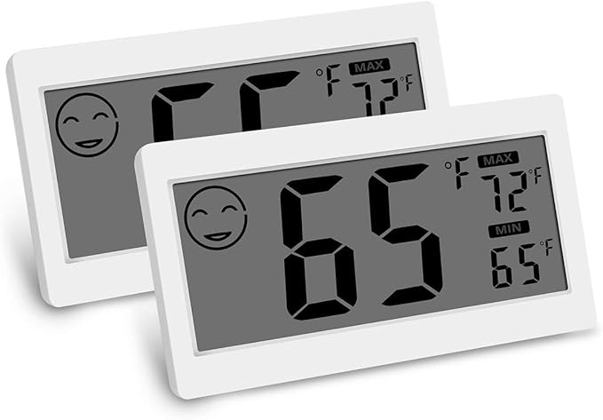 Digital Thermometer Indoor Hygrometer Room Temperature Monitor Humidity Gauge with Big Screen Stand Wall Hanging Magnet Greenhouse House Kitchen Car by JLENOVEG