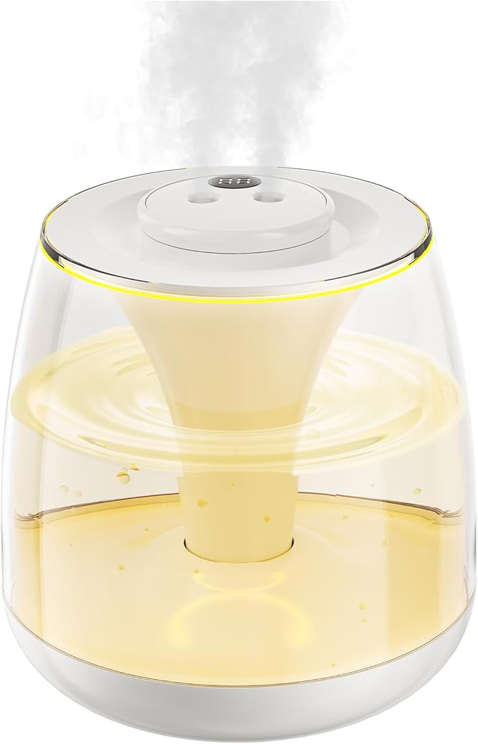 Humidifiers for Bedroom, 3 L Cool Mist Top-Fill 40H Super Long Time, 23dB Quiet, Baby Humidifier, Oil Diffuser for Large Room, Plants, Nursery, Office, 7 Color Light Ultrasonic (white) by HEEYCEMUS