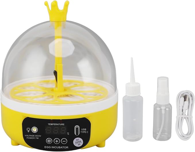 Mini Egg Incubator, 4 Egg Incubator Household Hatching Machine Automatic Temperature Humidity Control for Farm, Classroom, Home Use (Auto Turning) by Unknown