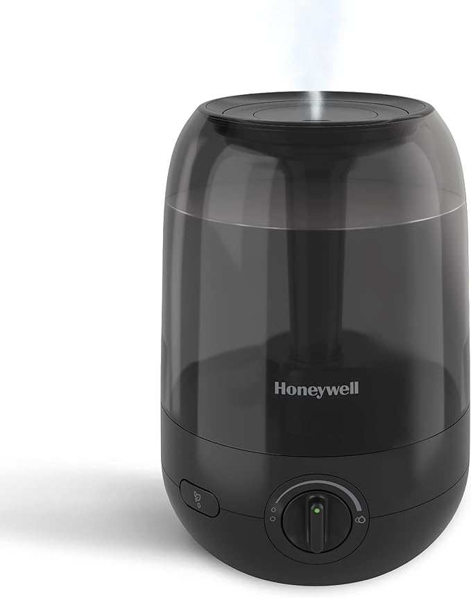 Honeywell Ultra Comfort Cool Mist Humidifier, No Filter, Easy to Fill and Clean, Cleaning Brush Included, Ultra Quiet, Use With Essential Oils for Extra Comfort, Black, HUL545B by HoneywellPluggedIn