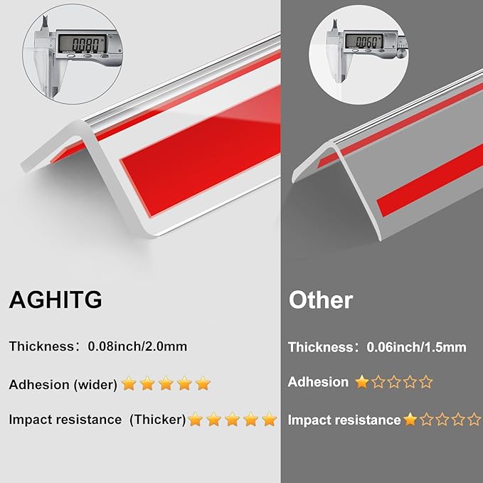 Wall Corner Protector,2PCS Clear Corner Protectors for Walls Scratch Prevent,31-1/2 in(L) X 1-5/8 in(W) Corner Guard for Wall,Stair Corner,Edge Protector Easy to Install - Image 3