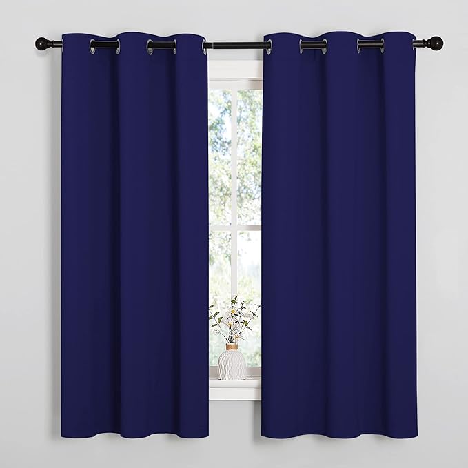 NICETOWN Room Darkening Curtains for Kitchen, Royal Blue, Set of 2, 42 inches Wide by 50 inches Long, Window Treatment Thermal Insulated Solid Grommet Room Darkening Curtains/Drapes for Bedroom by NICETOWN