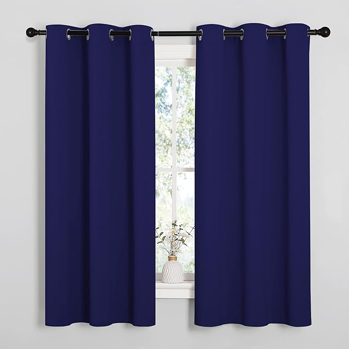 NICETOWN Navy Blue Blackout Curtains 48 inches Length for Laundry Room, 2 Panels, 42" Wide, Thermal Insulated Decoration Drapes for Short Window by NICETOWN