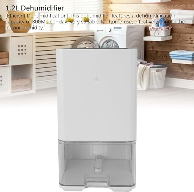 Dehumidifier for Home, 40W 1.2L Water Tank Precise Sensor Auto Stop Dehumidifier with Clothes Drying Function, Suitable for Bedroom(323sq. ft) Basement (US Plug) - Image 7