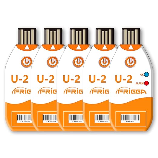 Frigga 5 Pack USB Temperature Data Logger Single Use Temperature Recorder 100 Days High Accuracy Thermometer Monitor 14400 Points with PDF CSV Report,U2 by Frigga