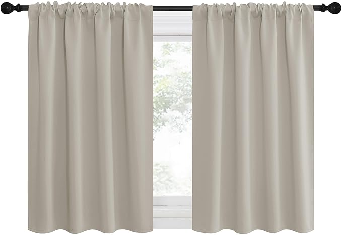 NICETOWN Blackout Curtains for Living Curtains, Room Darkening Window Curtain Panels, Easy-Care Solid Thermal Insulated Draperies/Drapes for Daughter Room (Natural, 2 Panels, 34 by 36) - Image 2