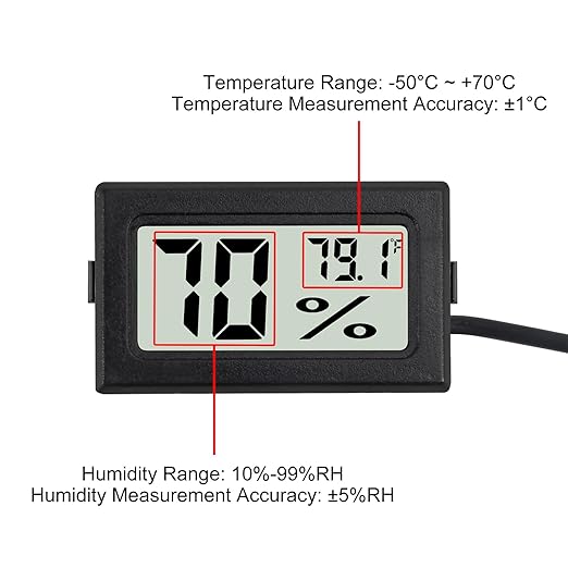 3Pcs Fahrenheit Thermometer Hygrometer Mini Digital with Probe Electronic Temperature Humidity Gauge Meters Indoor LCD Display for Humidors,Greenhouse,Garden,Incubator Reptile Terrarium - Image 3