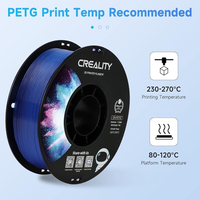 Creality PETG Filament 1.75mm Transparent Blue, 3D Printer Filament No-Tangling, Strong Bonding and Overhang Performance Dimensional Accuracy +/-0.02mm, 2.2lbs/Spool - Image 4