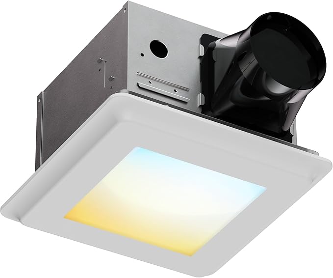 2 in 1 Bathroom Exhaust Fan with LED Light: 20W Ceiling Mount Ventilation Fan and Lamp Combo for Bathroom and Home, 80CFM, 120V, 1000LM, 5CCT Seletable, Dimmable & Wet Rated, ETL Certified by JULLISON