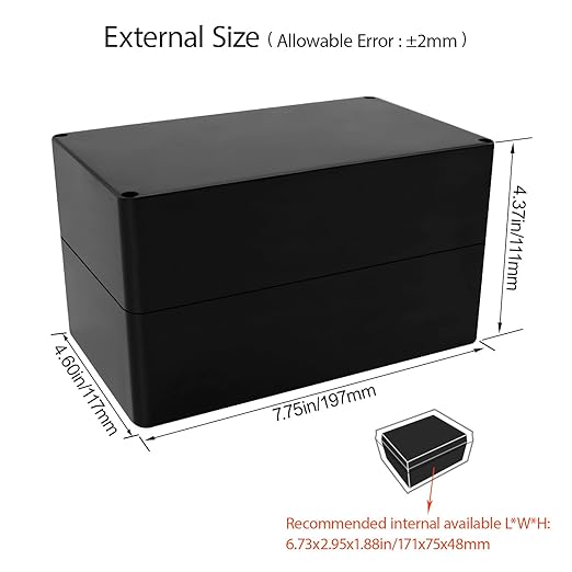 LeMotech Project Box ABS Plastic Junction Box IP65 Waterproof Hobby Box Electrical Boxes Universal Enclosure for Electronic Black 7.7X 4.6X 4.3 inch(200x120x113mm)（Pack of 1 - Image 2