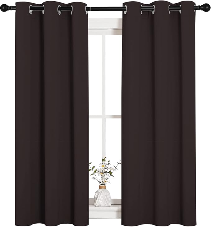 NICETOWN Room Darkening Draperies Curtains, Energy Smart Thermal Insulated Solid Grommet Curtains/Drapes Window Panels (2 Panels, 34-inch x 54-inch, Toffee Brown) - Image 4