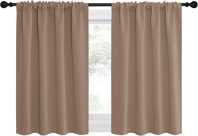 NICETOWN RV Blackout Curtains for Camper Windows, Window Treatment Thermal Insulated Rod Pocket Small Draperies/Drapes for Bedroom/Kitchen (Cappuccino, Set of 2, 42 inches Wide by 36 inches Long) - Image 2