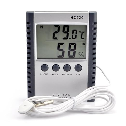 iKKEGOL Digital Indoor Outdoor in/Out Wall Mount Monitor Sensor LCD Temperature Thermometer Hygrometer Humidity Meter with Probe Cable by iKKEGOL