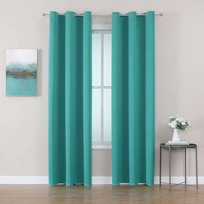 ChrisDowa Grommet Room Darkening Curtains for Bedroom and Living Room - 2 Panels Set Thermal Insulated Blackout Curtains (Teal, 42W x 84L) by ChrisDowa