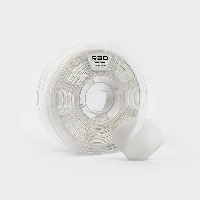 R3D PLA Filament 1.75mm, 0-370 mm/s High Speed PLA Printing, Dimensional Accuracy +/- 0.02mm, 1KG (2.2lbs) Clear Plastic Spool 3D Printer Filament (Matte White) by R3D