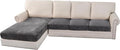 H.VERSAILTEX Velvet Stretch Sectional Sofa Covers - 4 Piece Seat Cushions for L Shape Sectional Couch (Large 3 Seater + 1 Chaise, Grey) by HVERSAILTEX