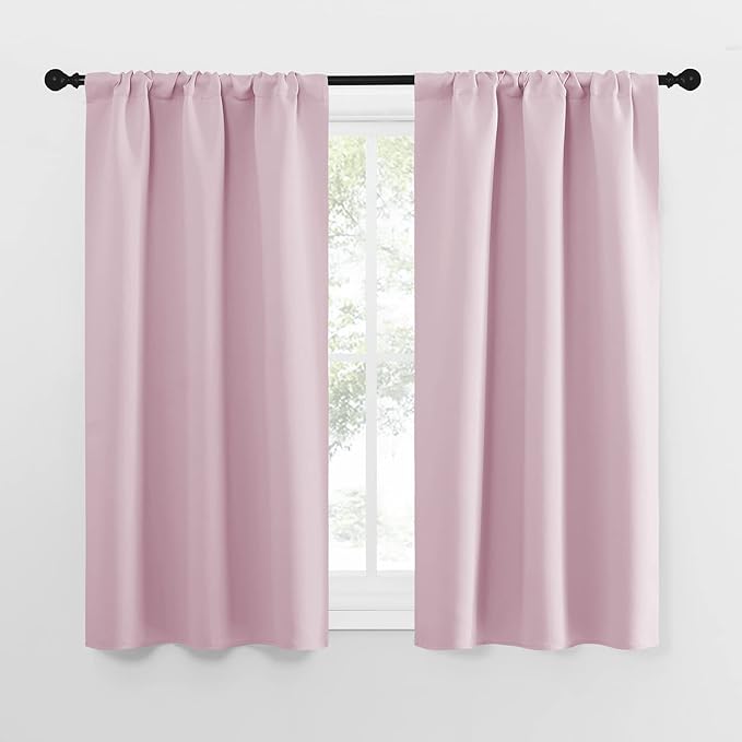 NICETOWN Kitchen Curtains, Privacy & Light Block Out Window Curtains & Drapes for Loft, Cupboard, Cafe, Girls Bedroom (Lavender Pink, 34 in x 54 in (W x L), 2 Panels) by NICETOWN
