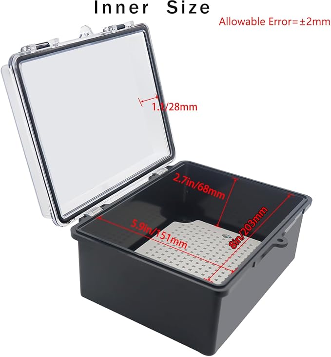 Junction Box, Hinged Black Clear Cover IP67 Waterproof ABS Project Box with Mounting Plate Electrical Box Enclosure with Wall Bracket 8.7 x 6.7 x 4.3inch(220x170x110mm) - Image 3