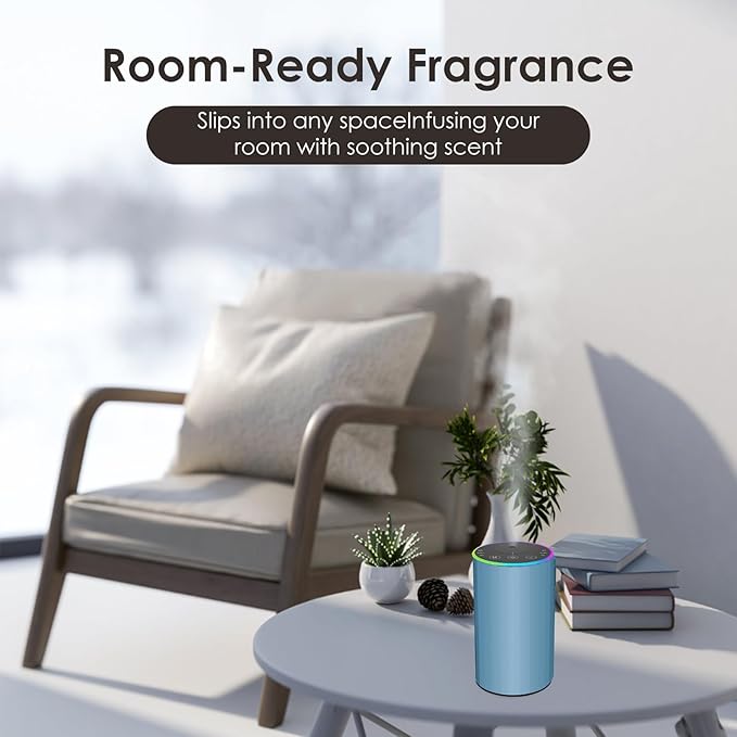 Waterless Essential Oil Diffuser, Battery Powered Mini Scent Air Machine, Aromatherapy Mist Diffuser for Home Room Car Office (Blue) - Image 7