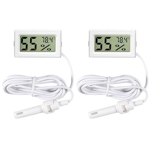 2Pcs Mini Digital Thermometer Hygrometer with Probe TPM-10 Indoor Temperature Humidity Meter LCD Fahrenheit (℉) Display Hygrometer Thermometer Gauge for Incubator Reptile Plant Terrarium by AITIAO