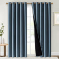NICETOWN 100% Blackout Window Curtain Panels, Smoky Blue, 2 PCs, 62" Wide Each Panel, Cold and Full Light Blocking Drapes with Black Liner for Nursery, 84" Drop Thermal Insulated Draperies by NICETOWN