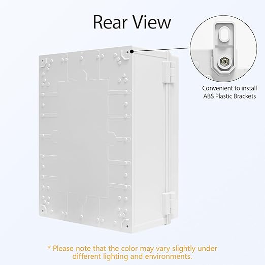 Electrical Box, IP65 Waterproof Dustproof ABS Plastic Enclosure, Outdoor and Indoor Project Box Hinged Cover with Mounting Plate Wall Brackets, Outer Dimension 15.7"x 11.8" x 7.1", Grey - Image 5