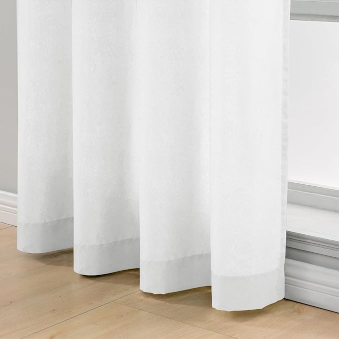 L.Z.E Non-See-Through Privacy Curtains 63 Inch Length 2 Panels Set, White Light Filtering Semi Sheer Curtains & Drapes for Living Room Bedroom Nursery Grommet Top Solid Short (55" W x 63" L) - Image 5