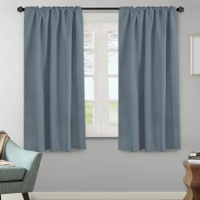 H.VERSAILTEX Blackout Curtains Thermal Insulated Window Treatment Panels Room Darkening Blackout Drapes for Living Room Back Tab/Rod Pocket Bedroom Draperies, 52 x 63 Inch, Stone Blue, 2 Panels - Image 2