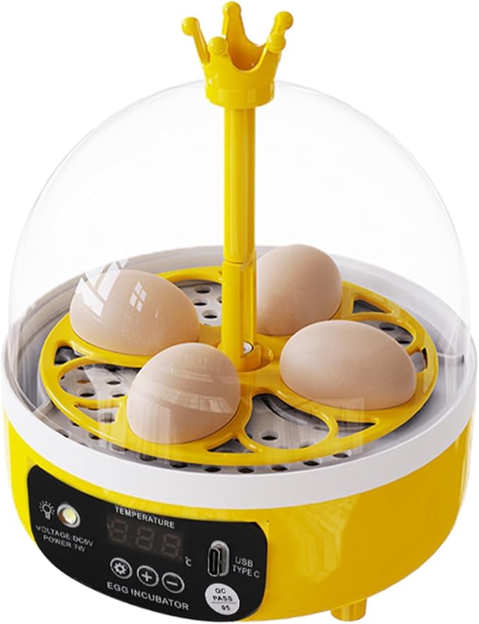 Hapivida 4 Eggs Mini Automatic Incubator, 7W Temperature Humidity Control Poultry Incubator Household Egg Turner for Chicken Duck or Other Eggs by Hapivida