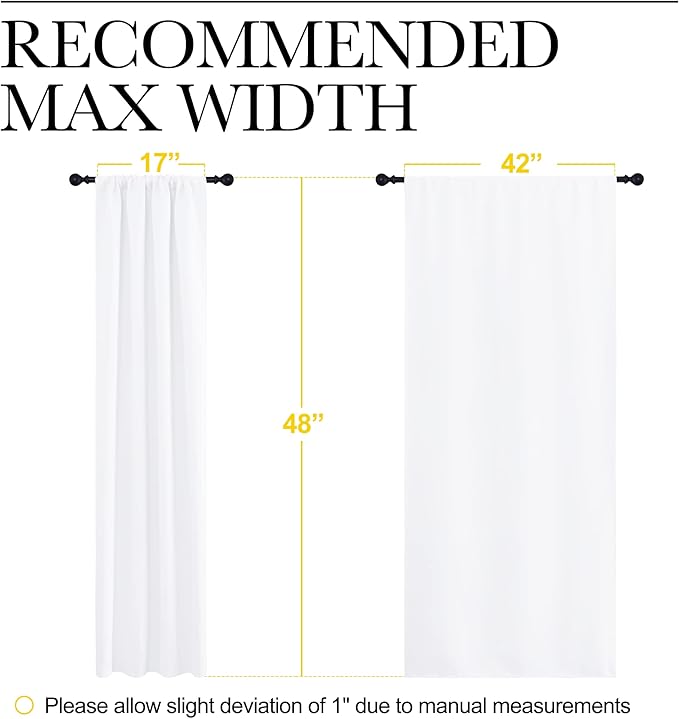 NICETOWN Window Curtain Panels - Semi Blackout Rod Pocket Curtain Set for Bedroom (White, 2 Panels, 42 by 48) - Image 7