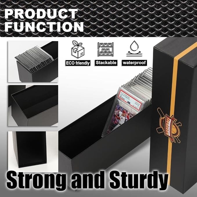 G-PLUS Graded Cards Holder Container Graded Card Storage Box Holds 50-55 Black Graded Card Box Graded Sports Card Storage Box - Image 6