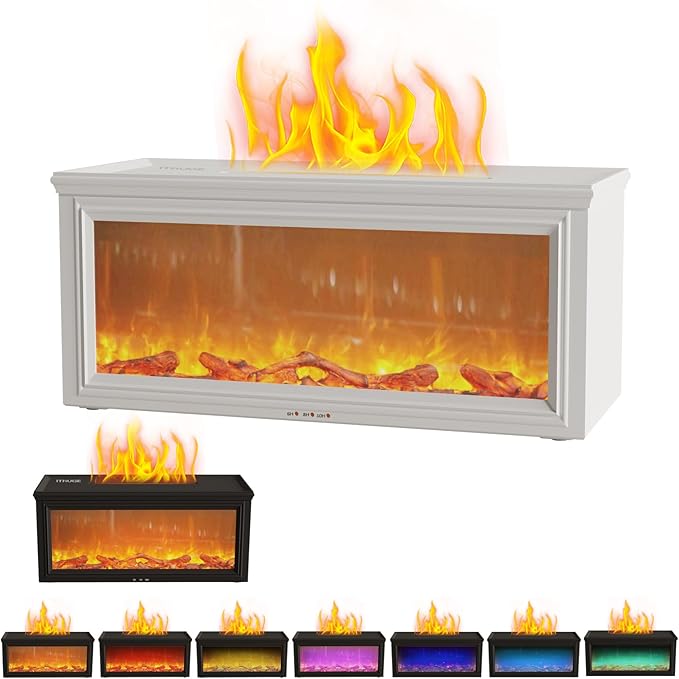 Flame Effect Essential Oil Diffuser - 280ML Ultrasonic Aromatherapy Diffuser with Realistic Fireplace LED, Remote Control, 7 Colors, Timer, Quiet Operation for Home Bedroom Office - Image 2