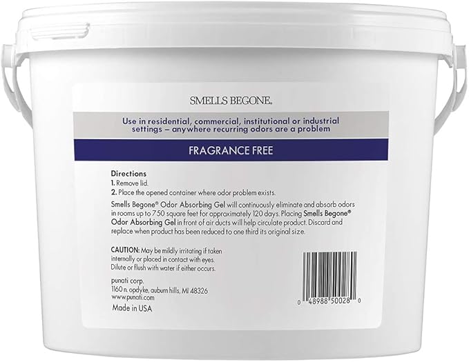 SMELLS BEGONE 1-Gallon Gel Odor Eliminator – High-Capacity, Long-Lasting Odor Absorber for Large Spaces, Basements, Garages, Workshops & Commercial Areas – Removes Tough Odors Quickly (Fragrance Free) - Image 2