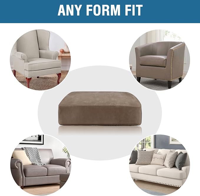 H.VERSAILTEX Velvet Stretch Couch Cushion Cover Plush Cushion Slipcover for Chair Loveseat Sofa Cushion Furniture Protector Seat Cushion Sofa Cover (3 Piece XL Sofa Cushion Covers, Mocha) - Image 7