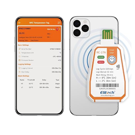 Elitech RC-17N NFC Disposable USB Temperature Data Logger PDF Report Light Indicator by Elitech