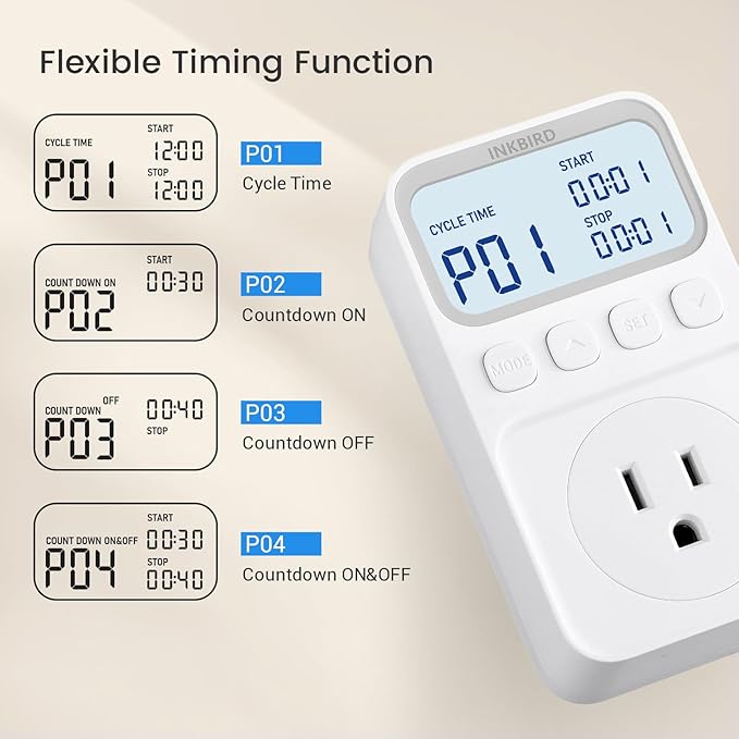 INKBIRD Digital Thermostat Outlet Temperature Controller Outlet Socket Heating/Cooling Control 1200W 10A Backlit Display - Image 5