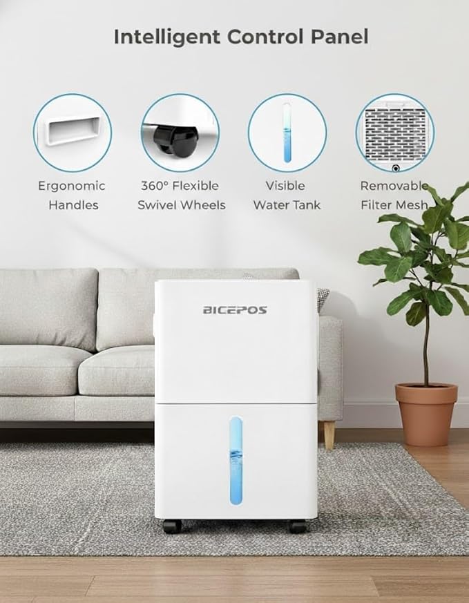 1500 Sq.Ft Dehumidifier for Basement with Drain Hose, 21 Pints Dehumidifiers for Home, Bathroom, Bedroom, Large Room, Continuous Drainage, Auto Defrost, Intelligent Humidity Control, 24H Timer - Image 7