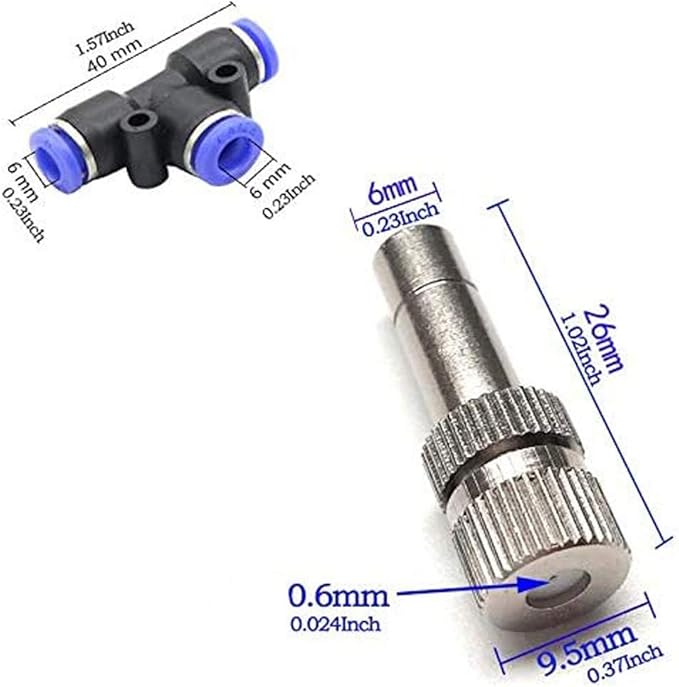 Misting Nozzles for Outdoor Cooling System 10pcs Mister Nozzle Atomizing Misting Sprayer Fog Nozzles for Garden, Humidification, Landscaping, Dust Control, 0.024Inch (Size : 0.6mm) - Image 2