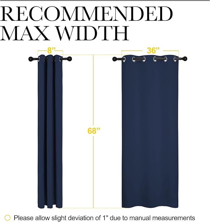 NICETOWN Blackout Draperies Curtains, All Season Thermal Insulated Solid Grommet Top Blackout Curtains/Drapes for Kid's Room (Navy, 1 Pair, 42 x 68 inches) - Image 7
