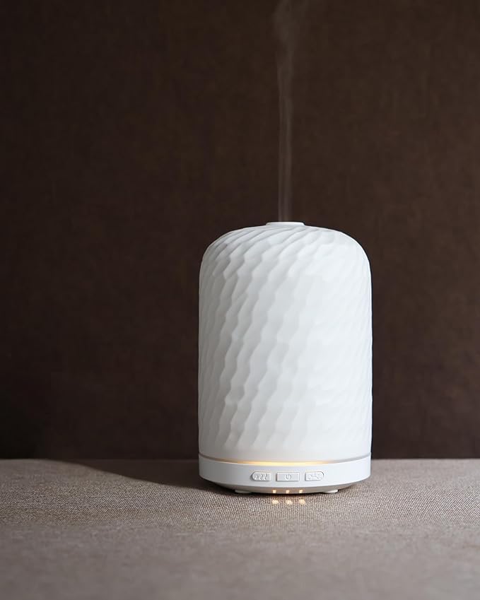 Essential Oil Diffuser – 2.4MHz Ultrasonic Aromatherapy Diffuser, Health Night Light, Timer & Auto Shut-Off, BPA-Free, 120ml Ceramic Oil Diffuser for Home, Office, or Spa, Yoga by ONABOVIVA