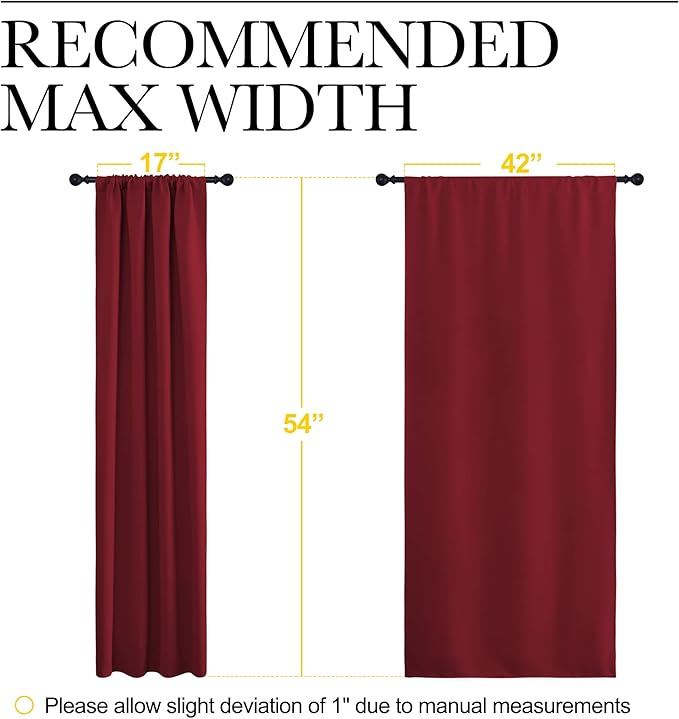 NICETOWN Christmas Burgundy Curtains Blackout Drape Panels - Lights Block Out Window Treatment Short Curtain Sets for Loft and Basement Decoration (Set of 2, 42 by 54-Inch) - Image 7