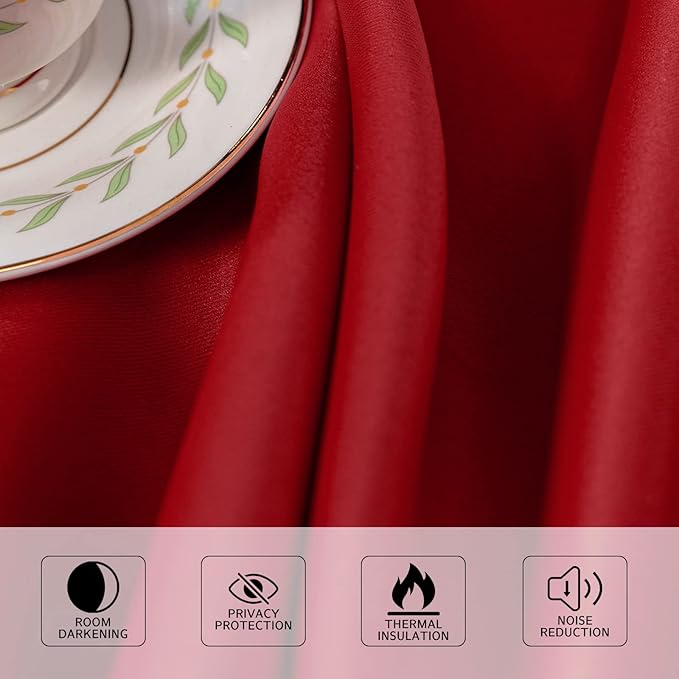 MYSKY HOME Red Blackout Curtains for Bedroom, Grommet Room Darkening Curtain, 54 Inch Long Curtains for Small Windows Thermal Insulated Curtain for Christmas, 1 Curtain Panel, 42 x 54 Inch, Red - Image 6