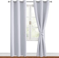 Hiasan Blackout Curtains for Bedroom, 42 x 84 Inches Long - Thermal Insulated & Energy Saving Window Curtains for Living Room, 2 Drape Panels Sewn with Tiebacks, Greyish White by Hiasan