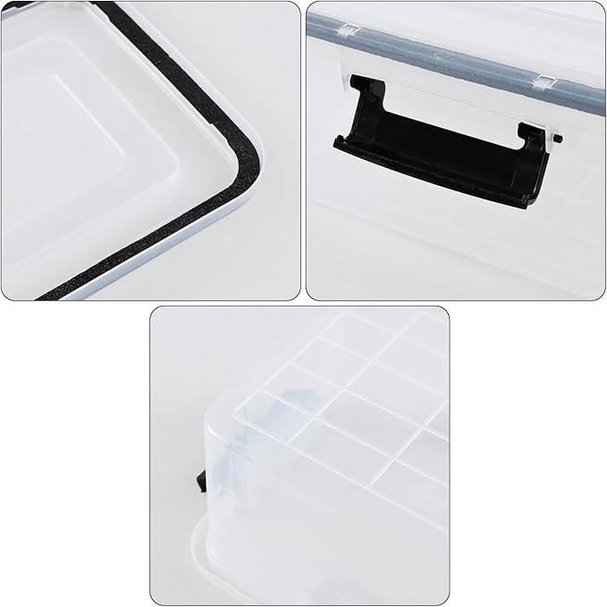 12 Quart Plastic Gasket Box with Tight Latch and Seal, Storage Bins with Snap Lid, Clear Latching Storage Box, 6 Packs - Image 4