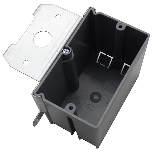 MAKERELE 1-Gang Adjustable Electrical Outlet Box, 21 Cubic Inches Adjustable Non-Metallic Outlet Box, PVC Grey Adjustment Screw to Adjust The Box Depth with ETL Certified(1 Pack) by MAKERELE