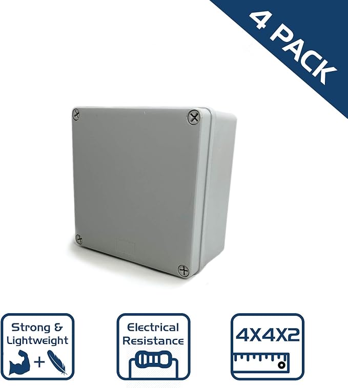 Co. 4" x 4" x 2.4" Weather & Dust Proof PS Plastic Junction Conduit Box Electronics Enclosure4 Pack - Image 9