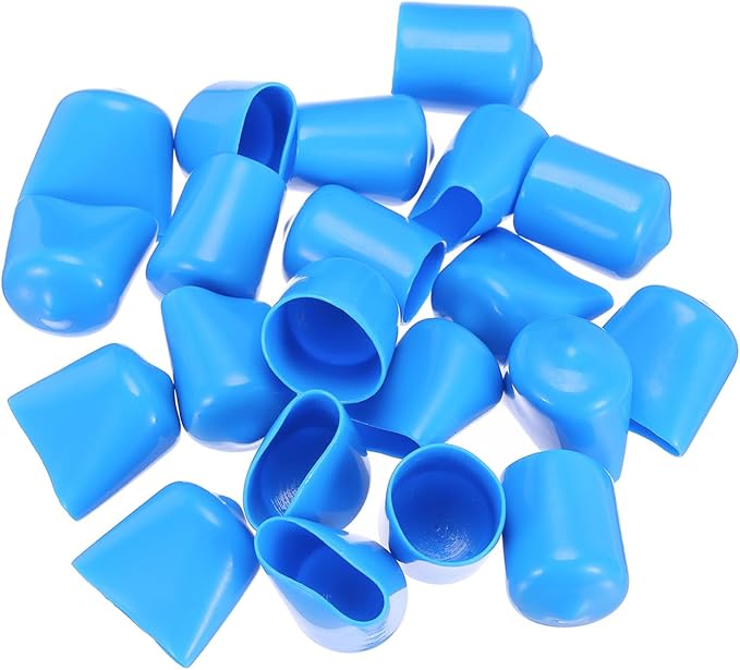 uxcell 20pcs Rubber End Caps 16mm(5/8") ID Vinyl PVC Round Tube Bolt Cap Cover Screw Thread Protectors,Light Blue - Image 4