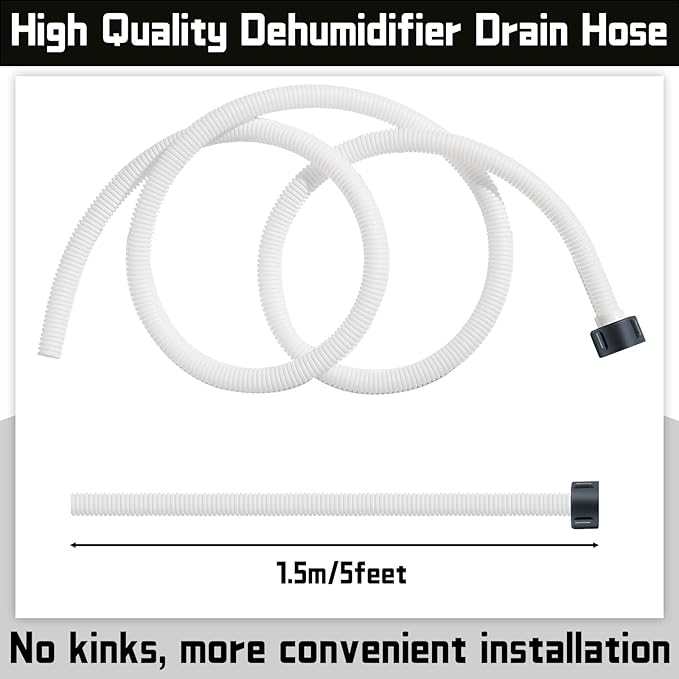 Dehumidifier Drain Hose 3/4 Inches FHT Connection with Rust-Resistant PE Connectors Cuttable Drainage Pipe Replacement Hose for Most Brand of Dehumidifiers, 5 Feet White - Image 2