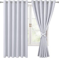 Hiasan Room Darkening Curtains for Bedroom, 70 x 63 Inches - Thermal Insulated & Energy Saving Window Drapes for Living Room/Dorm Room, Set of 2 Panels Sewn with Tiebacks, Greyish White by Hiasan